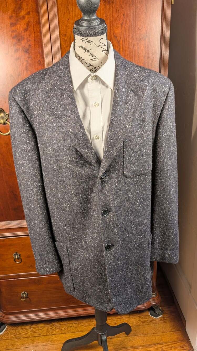 VTG Vestimenta Italy 100% Pure Cashmere Tweed Sport Coat Blazer Grey Men's 42L
